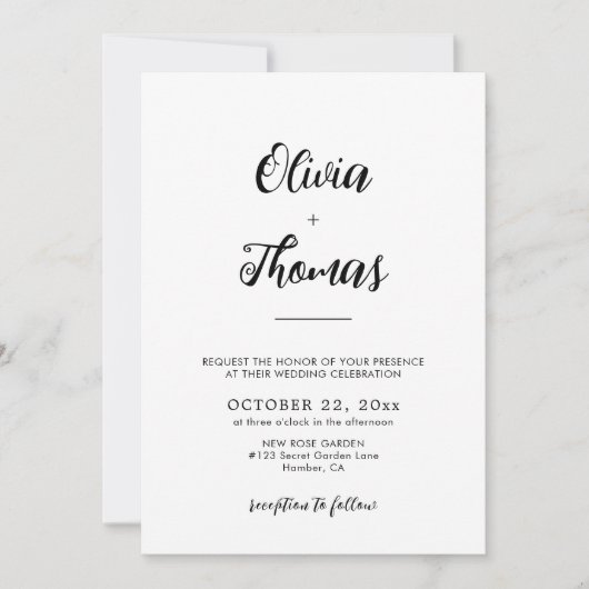 Elegant Script Wedding Details QR Code & Kaart (Voorkant)