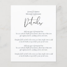 Elegant Script Wedding Details Sjabloon Enclosure