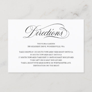 Elegant Script Wedding Directions Enclosure Kaart