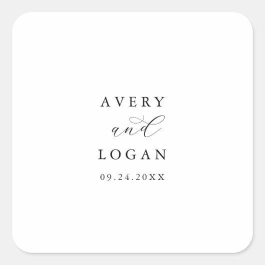 Elegant Script Wedding Envelope-zegels Vierkante Sticker (Voorkant)