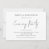 Elegant Script Wedding Evening Party Reception Kaart (Voorkant)