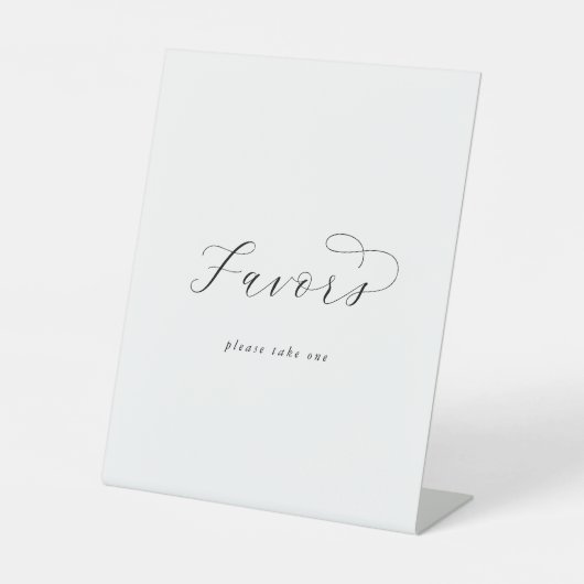 Elegant Script Wedding Favors Sign Reclamebord Met Voetstuk (Voorkant)