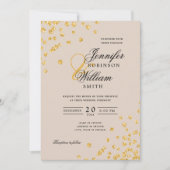 Elegant Script Wedding Gold Confetti Champagne Kaart (Voorkant)