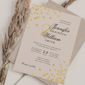 Elegant Script Wedding Gold Confetti Champagne Kaart