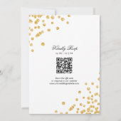 Elegant Script Wedding Gold Confetti QR RSVP Kaart (Achterkant)