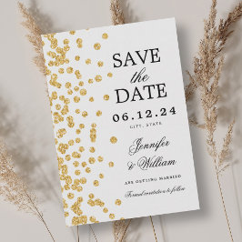 Elegant Script Wedding Gold Confetti Save The Date