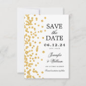 Elegant Script Wedding Gold Confetti Save The Date (Voorkant)