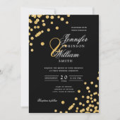Elegant Script Wedding Gold Glitter Confetti Zwart Kaart (Voorkant)