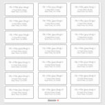 Elegant Script Wedding Guest Adresetiketten Sticker<br><div class="desc">Elegant minimalistisch Adresetiket van de Manuscript Wedding Guest. Dit ontwerp kenmerkt een klassieke doopvont in handgeschreven manuscriptstijl; kleuren en grootte klantgericht. Er zijn 21 adressen op dit blad. Neem contact met ons op via cedarandstring@gmail.com als u hulp nodig hebt bij het ontwerp of de bijbehorende producten.</div>