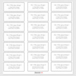 Elegant Script Wedding Guest Adresetiketten Sticker<br><div class="desc">Elegant minimalistisch Adresetiket van de Manuscript Wedding Guest. Dit ontwerp kenmerkt een klassieke doopvont in handgeschreven manuscriptstijl; kleuren en grootte klantgericht. Er zijn 21 adressen op dit blad. Neem contact met ons op via cedarandstring@gmail.com als u hulp nodig hebt bij het ontwerp of de bijbehorende producten.</div>