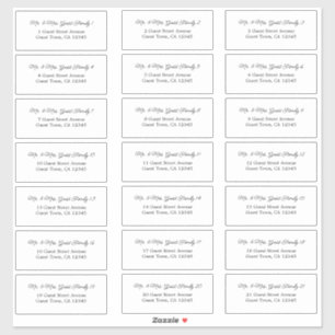 Elegant Script Wedding Guest Adresetiketten Sticker