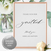Elegant Script Wedding Guestbook Sign Poster