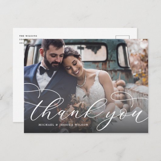 Elegant Script Wedding Hartelijk dank Briefkaart (Voorkant / Achterkant)