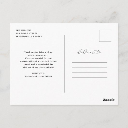 Elegant Script Wedding Hartelijk dank Briefkaart (Achterkant)