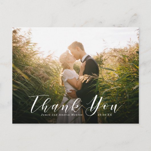 Elegant Script Wedding Hartelijk dank Briefkaart (Voorkant)