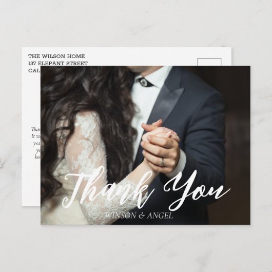 Elegant Script Wedding Hartelijk dank Briefkaart (Voorkant / Achterkant)