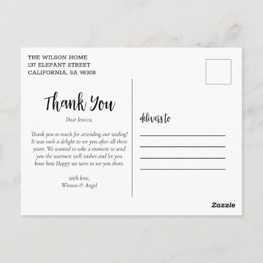 Elegant Script Wedding Hartelijk dank Briefkaart (Achterkant)