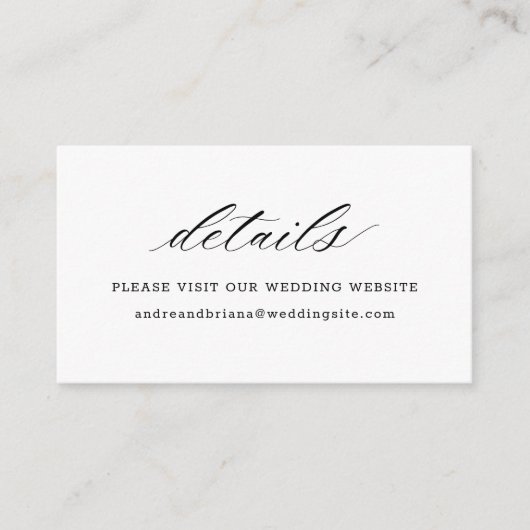 Elegant Script Wedding Informatiekaartje (Voorkant)