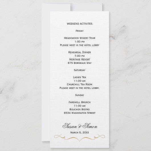Elegant Script Wedding Information Kaart - Gold (Voorkant)