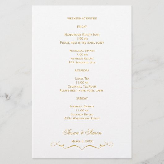 Elegant Script Wedding Information Kaart - Gold (Voorkant)