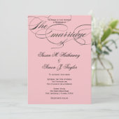 Elegant Script Wedding Invitation - Black & Blush Kaart (Staand voorkant)