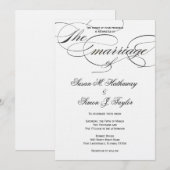 Elegant Script Wedding Invitation - Black Kaart (Voorkant / Achterkant)