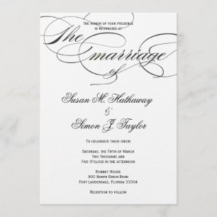 Elegant Script Wedding Invitation - Black Kaart