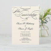 Elegant Script Wedding Invitation - BlackOff White Kaart (Staand voorkant)