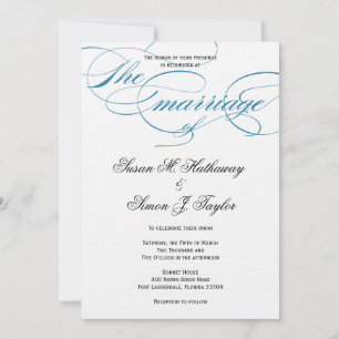 Elegant Script Wedding Invitation - Blauw Kaart
