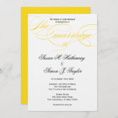 Elegant Script Wedding Invitation - Geel Kaart (Voorkant / Achterkant)