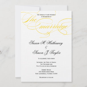 Elegant Script Wedding Invitation - Geel Kaart