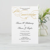 Elegant Script Wedding Invitation - Gold Kaart (Staand voorkant)