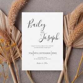 Elegant Script Wedding Invitation Kaart