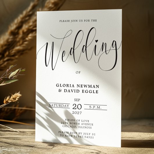 Elegant Script Wedding Invitation Kaart