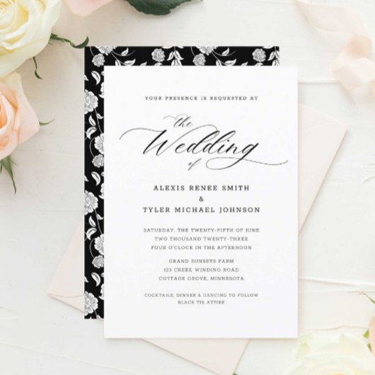 Elegant Script Wedding Invitation Kaart