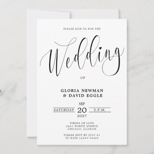 Elegant Script Wedding Invitation Kaart (Voorkant)