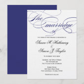 Elegant Script Wedding Invitation - marine Kaart (Voorkant / Achterkant)