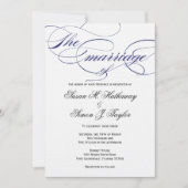 Elegant Script Wedding Invitation - marine Kaart (Voorkant)