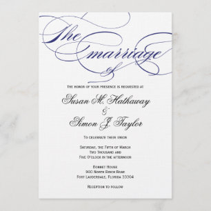 Elegant Script Wedding Invitation - marine Kaart