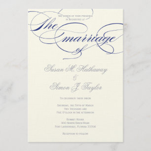 Elegant Script Wedding Invitation - marine Kaart