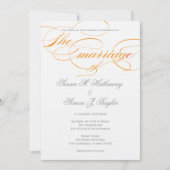 Elegant Script Wedding Invitation - Oranje Kaart (Voorkant)
