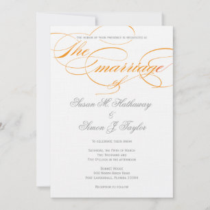 Elegant Script Wedding Invitation - Oranje Kaart