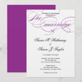 Elegant Script Wedding Invitation - Paars Kaart (Voorkant / Achterkant)