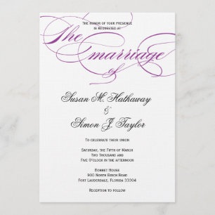Elegant Script Wedding Invitation - Paars Kaart