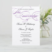 Elegant Script Wedding Invitation - Paars Kaart (Staand voorkant)