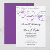 Elegant Script Wedding Invitation - Paars Kaart (Voorkant / Achterkant)