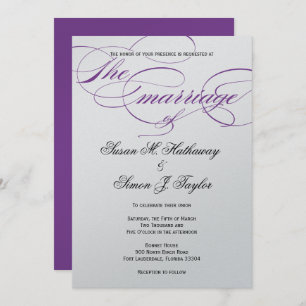 Elegant Script Wedding Invitation - Paars Kaart