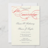 Elegant Script Wedding Invitation - Red Kaart (Voorkant)