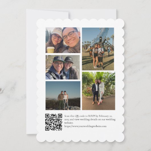 Elegant Script Wedding Invitation with 5 Photos Kaart (Achterkant)