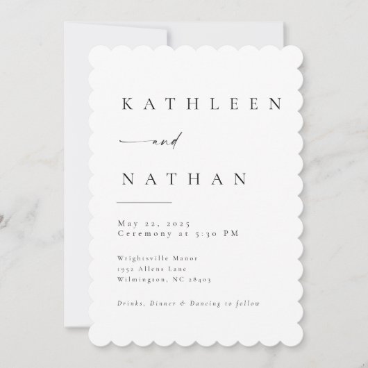 Elegant Script Wedding Invitation with 5 Photos Kaart (Voorkant)